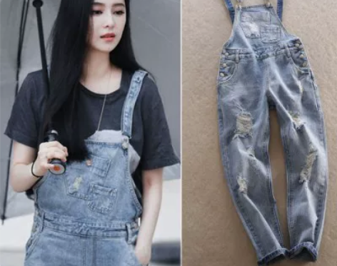 韩国2022新款范冰冰高圆圆明星同款破洞牛...