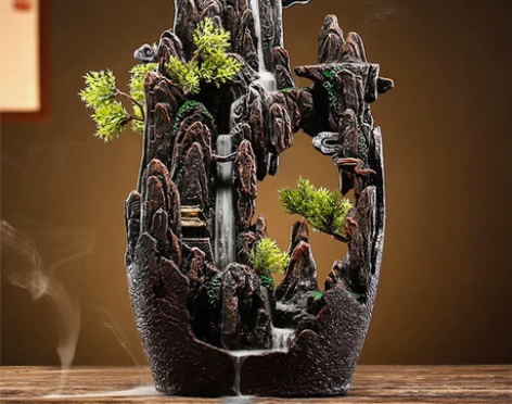 高山流水倒流香炉创意摆件檀香沉香茶道家用大...