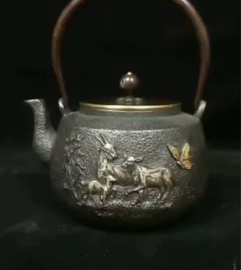 【手工蜡模鎏金铁壶】 尺寸：D18.5×H...