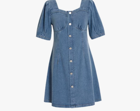 牛仔连衣裙女夏2021法式气质女神范a字裙...