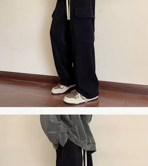 灯芯绒工装裤子男冬加绒加厚超厚日系慵懒垂坠...