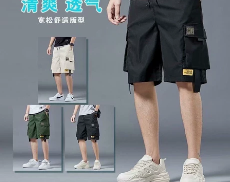 工装短裤男外穿夏季薄款运动宽松百搭潮流男士...