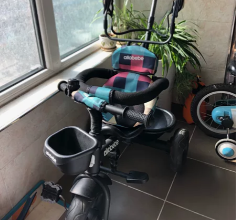 儿童三轮车，带遮阳棚，推车杆可拆卸，功能完...