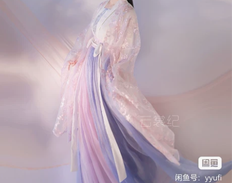 东月棠原云裳纪春樱 紫蓝齐腰六米摆,大袖上...