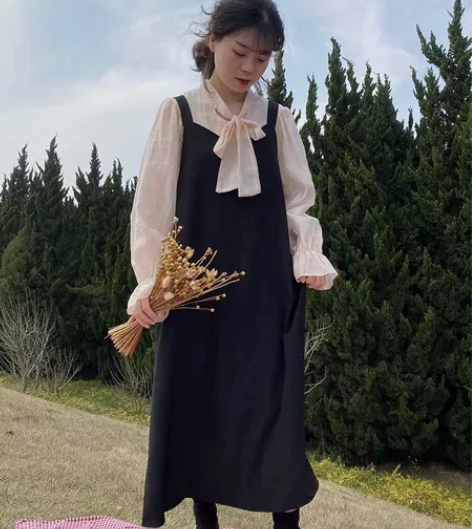 背心连衣裙女夏盐系少女学院风宽松设计感后背...