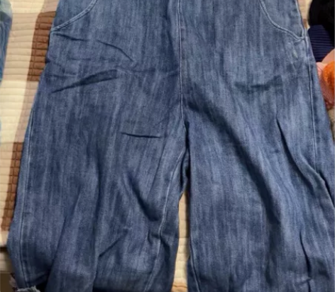 阔腿牛仔背带裤女士牛仔裤，165，轻微穿着...