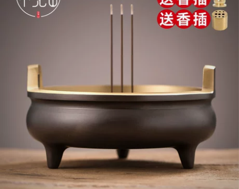熏香炉 檀香熏香纯铜香炉大号宣德炉家用供奉...