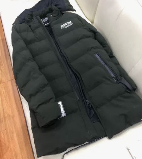男士军绿色长款羽绒棉服 尺码xxxl，身高...