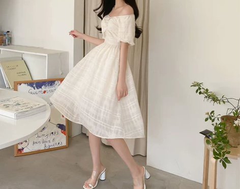 韩都衣舍2020夏新款女泡芙裙法式温柔少女...