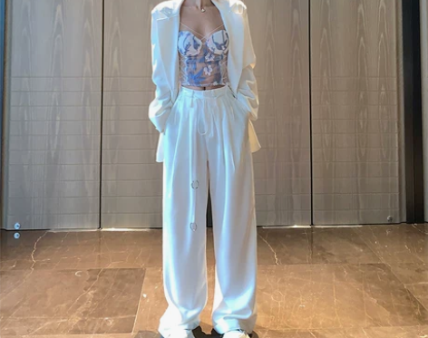 2021春季阔腿裤女高腰垂感休闲裤百搭显瘦...