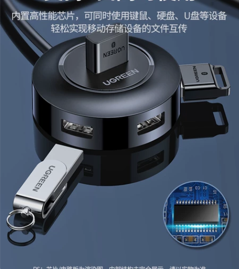绿联usb扩展器插头多口拓展坞延长线集分线...