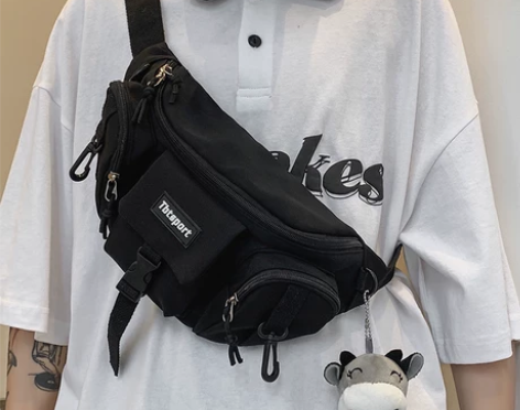 胸包男潮工装挎包机能风单肩包多功能腰包时尚...