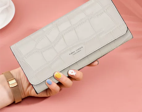 卡包钱包皮尔卡丹钱包女长款真皮鳄鱼纹薄款2...