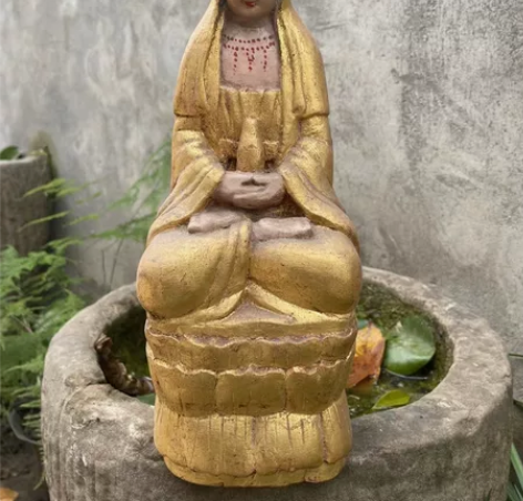 一线结缘！木雕观音一尊！整木手工雕刻！无裂...