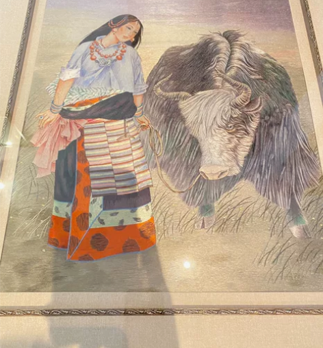 纯手工汴绣客厅高档挂画 70*76