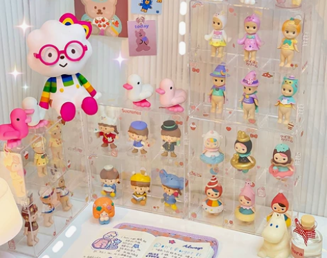 ins风盲盒公仔收纳盒桌面透明防尘可爱娃娃...
