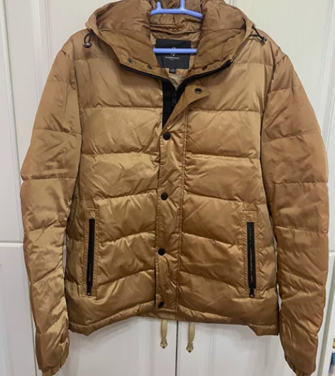 出老公闲置衣物,马克华菲时尚男士羽绒服,九...