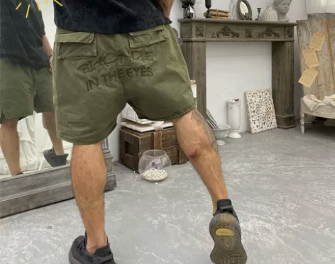 裤子男士2021新款美式潮牌刺绣宽松休闲工...
