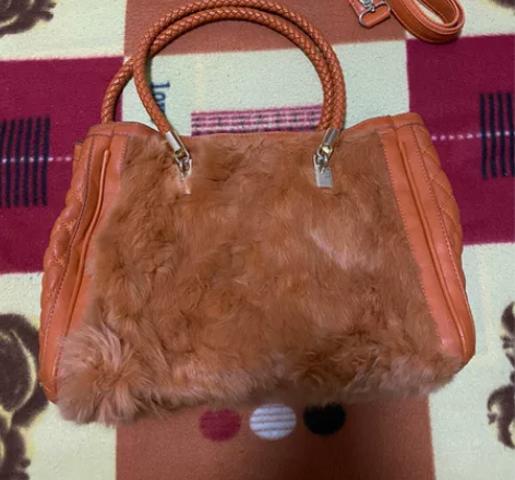 羊皮软皮包单肩包斜跨包橘色动物毛包 包包8...