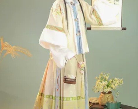 梦雨梨花原创汉服婵娟兔加绒加厚妆花马面裙立...