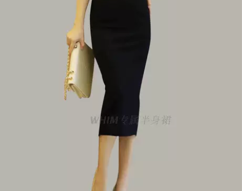 春夏高腰包裙优雅铅笔裙包臀开叉裙中长款过膝...