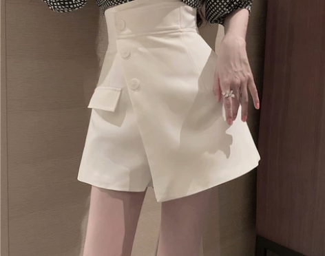 不规则半身裙2021春款港风新款高腰短裙白...