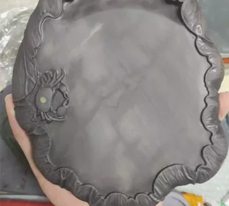 端砚,极品坑仔岩荷趣荷包蛋砚,石品绝佳,极...