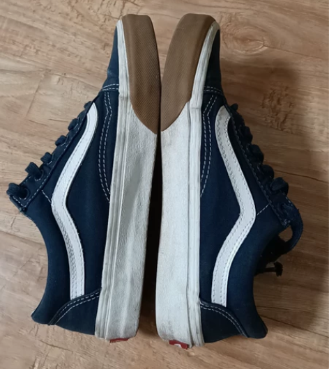 Vans正品 不穿假鞋 经典款深蓝色白边擦...