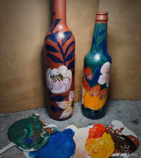 搬家清房，艺术家手绘中古花瓶2支（不含插花...