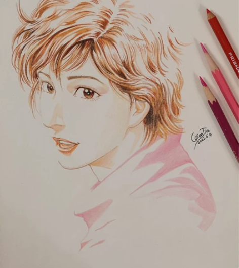 【彩铅】城市猎人之阿香彩铅手绘,喜欢的可拍...