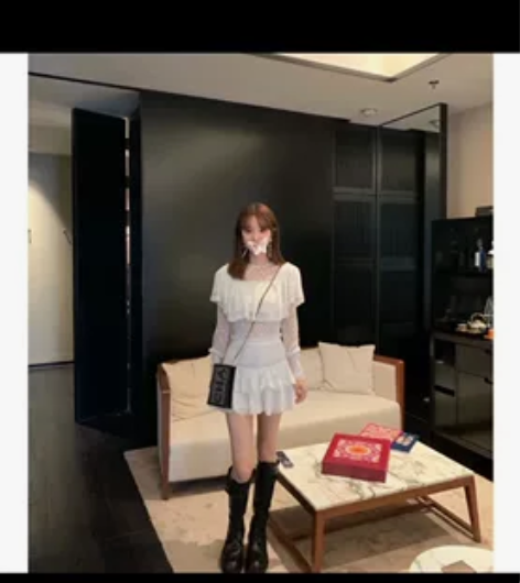 JOEY 清纯小学妹蕾丝a字短裙蛋糕裙 感...