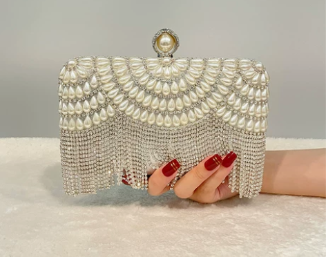 晚宴包2021新款名媛礼服珍珠包水钻手提包...