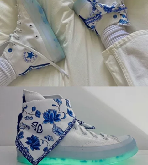 张艺兴联名2.0的匡威夜光青花瓷太太太好看...