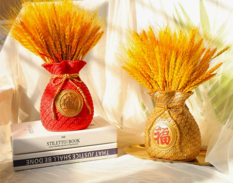 黄金麦穗客厅摆件大麦花束干花花瓶真花插花饰...