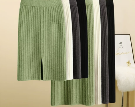 针织半身裙包臀裙女大码秋冬季高腰长裙加厚毛...