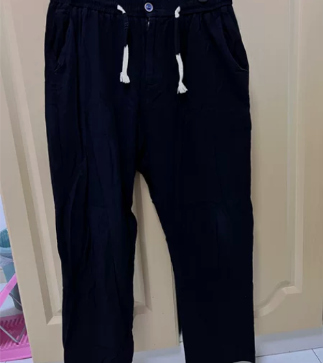 男士休闲裤 黑色 3xl夏季薄款裤长90c...