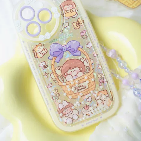 肉肉酱原创郁金香花篮少女适用iPhone1...