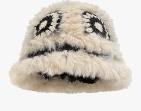 [1]新年兔毛针织毛绒帽 女秋冬季毛茸茸虎...