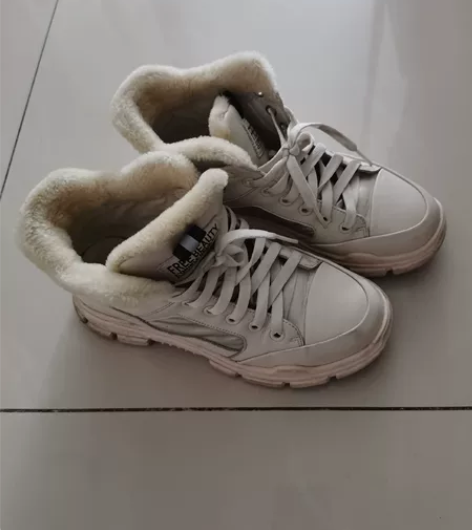 9新白色高帮运动鞋带毛棉鞋老爹鞋 36号，...