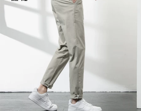 森马卡其色休闲裤男修身直筒裤夏季薄款男士黑...