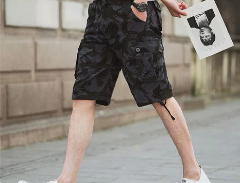 夏季迷彩裤男士短裤休闲7分裤男中裤工装裤五...