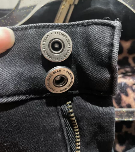 豹纹冬季加绒牛仔裤 显瘦百搭时尚