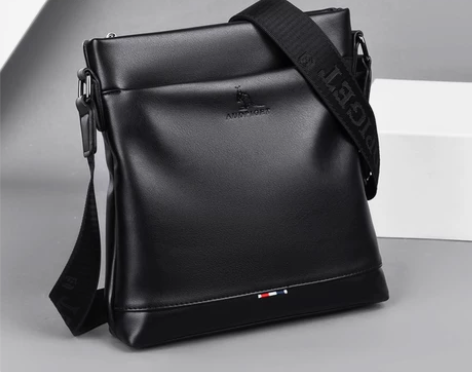 杜彼袋鼠单肩包男商务休闲竖款男士皮包软皮简...