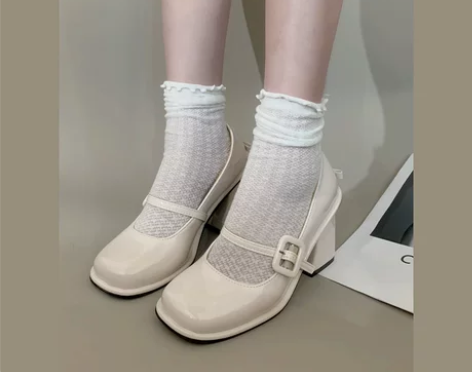 奶罐打翻了/高跟玛丽珍鞋女春秋小众款漆皮甜...