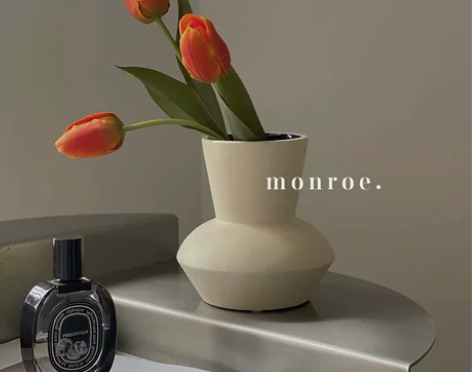 MONROE梦鹿工作室北欧白色粗陶瓷花瓶家...