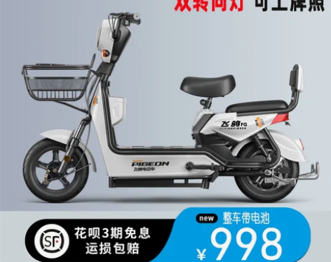 飞鸽电动车新国标锂电池48v小型电瓶男女亲...
