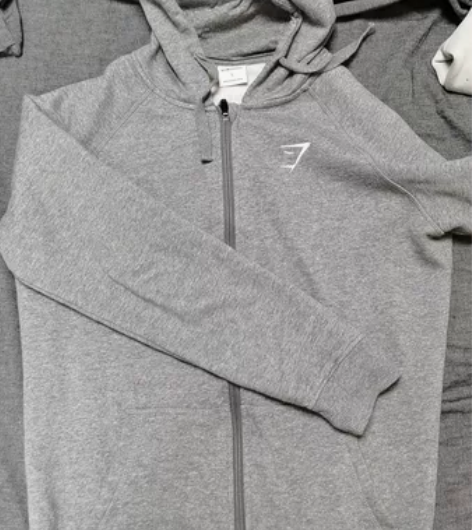 gymshark连帽外套卫衣男浅灰色  L...