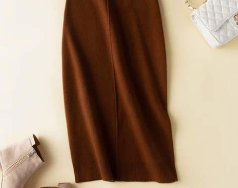 100%纯羊绒半身裙女显瘦中长款包臀裙高腰...