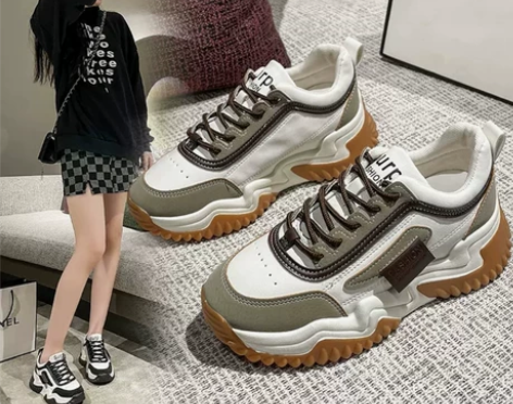 老爹鞋女春秋新款学生版厚底运动鞋网面透气时...