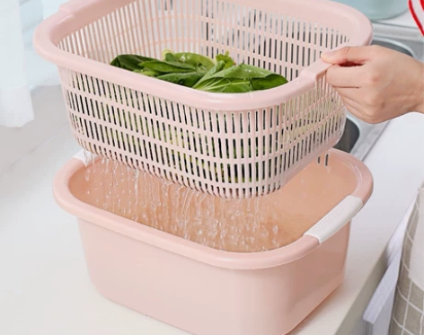 双层洗菜篮 塑料沥水篮子 淘米神器 菜篮淘...